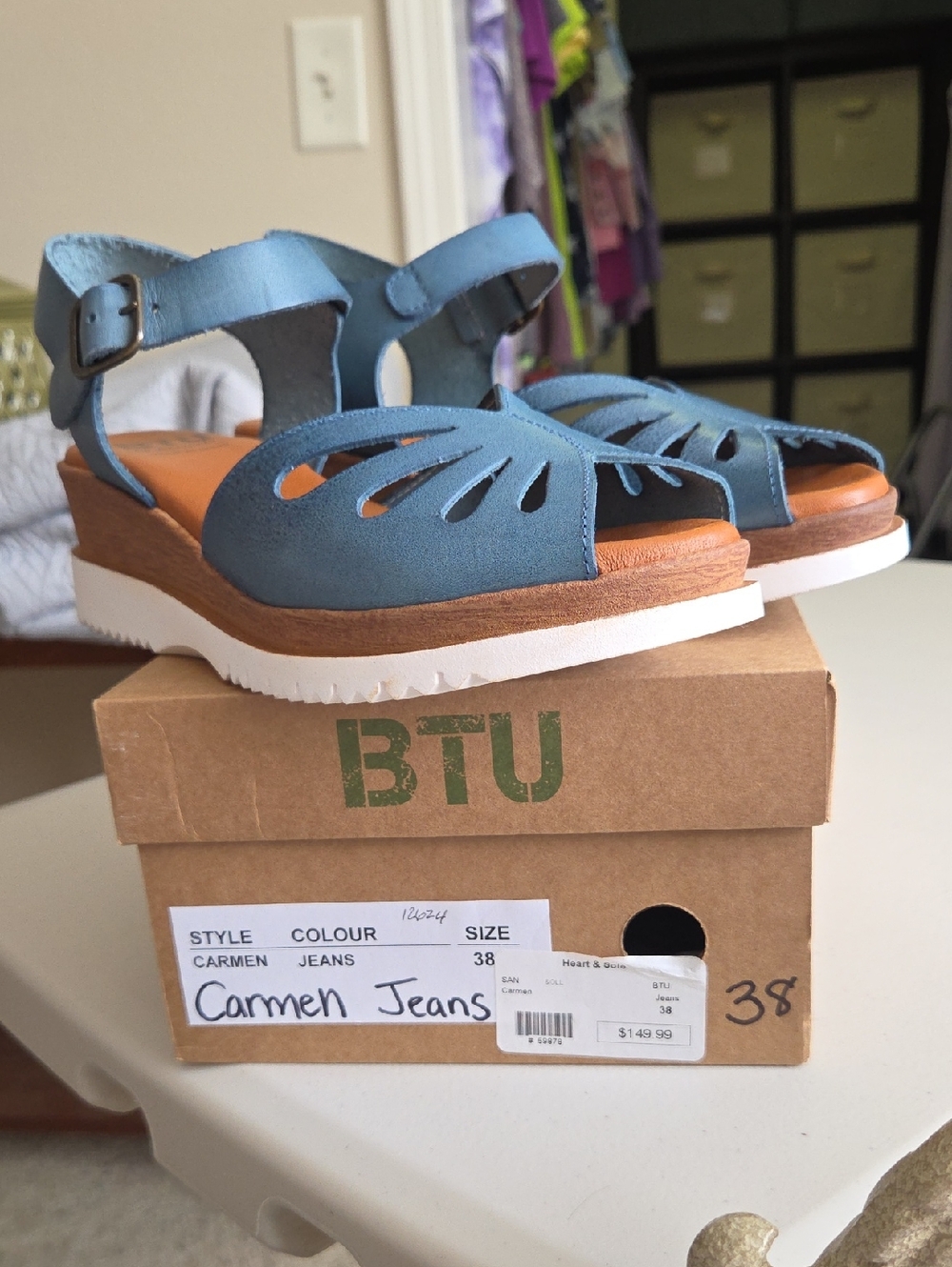 BTU By Bertuchi Blue Women's Cutout Wedge Sandals